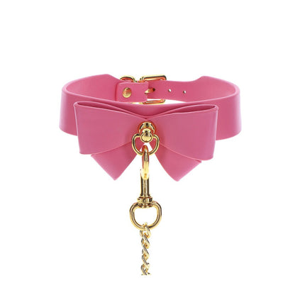 Taboom Pink Vegan Leather Bow Collar and Leash