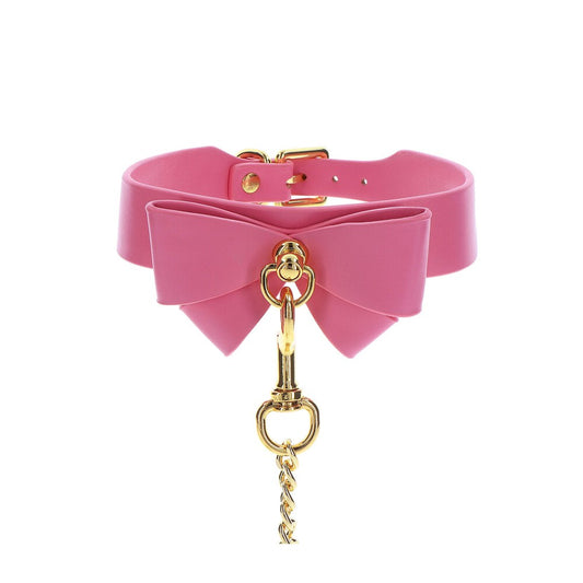 Taboom Pink Vegan Leather Bow Collar and Leash