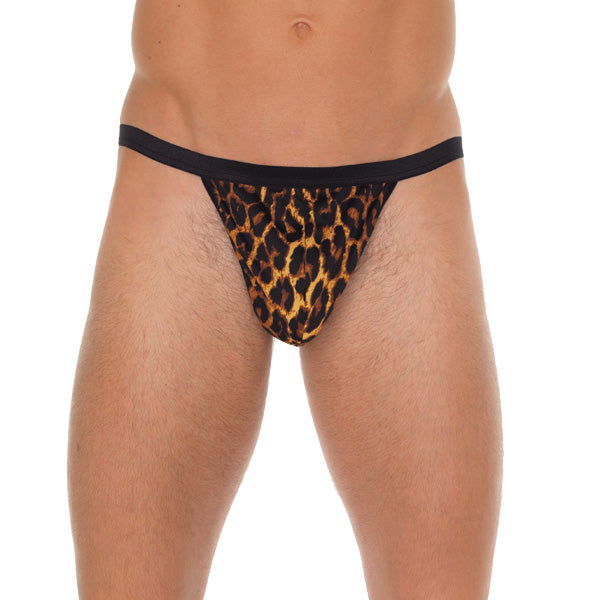 Leopard Print Pouch Men's Black G-String by [Brand Name]