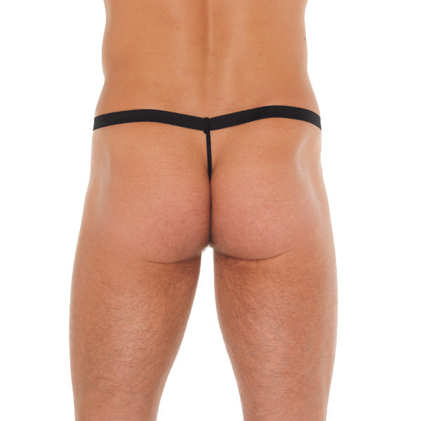 Rimba Men's Black G-Sting with Red Zipper Pouch
