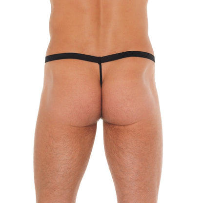 Rimba Men's Black G-Sting with Red Zipper Pouch