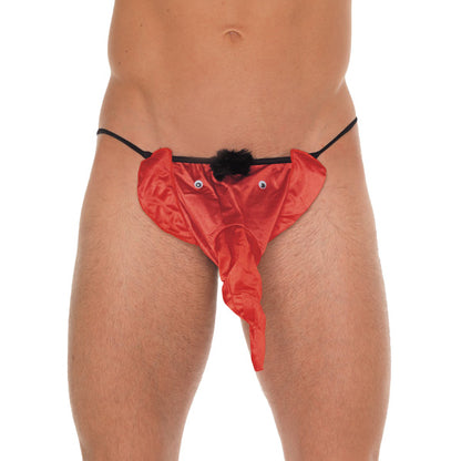 Rimba Black G-String with Playful Red Elephant Pouch
