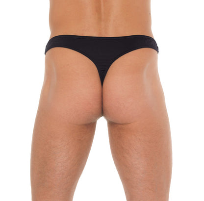 BoldEssentials Black G-String with Net Pouch for Comfort