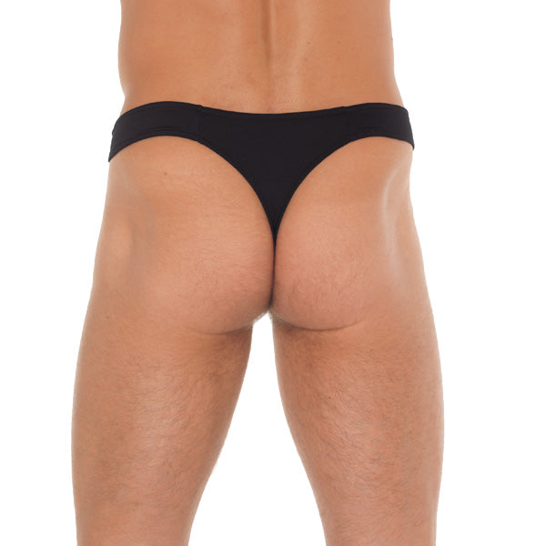Premium Essentials Men's Black Zippered G-String Pouch
