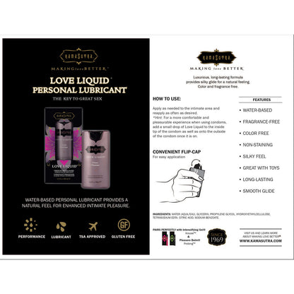 Kama Sutra Clear Water-Based Love Liquid Lubricant 100ml