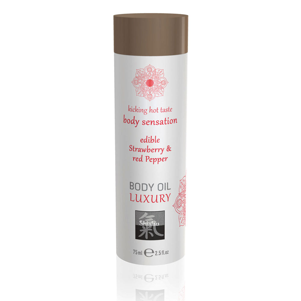 Shiatsu Edible Strawberry and Red Pepper Body Oil 75ml