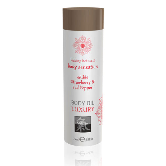 Shiatsu Edible Strawberry and Red Pepper Body Oil 75ml