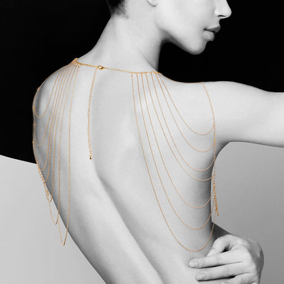 Bijoux Indiscrets Magnifique Gold Shoulder Jewellery on woman back view
