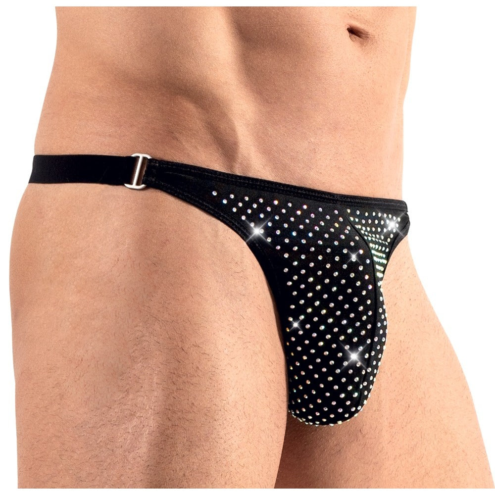 Svenjoyment Black String with Sparkly Rhinestones for Men