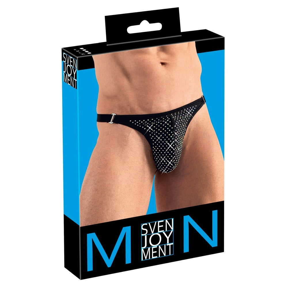 Svenjoyment Black String with Sparkly Rhinestones for Men