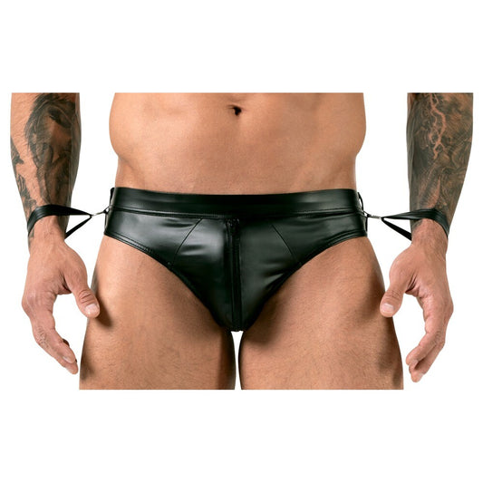 Svenjoyment Black Jock Brief with Handcuffs and Open Back