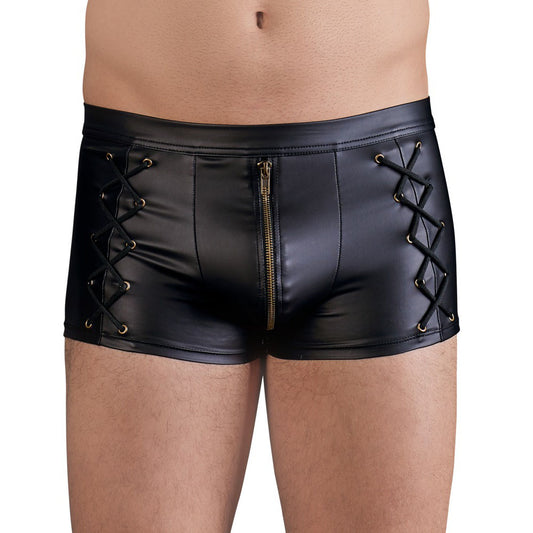 NEK Matte Black Elastic Fitting Pants with Brass Zipper