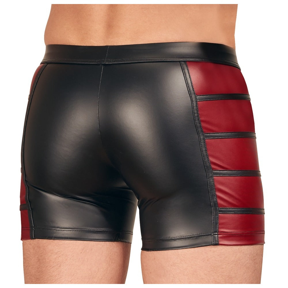 NEK Black and Red Matte Look Pants with Padded Zip Fastening