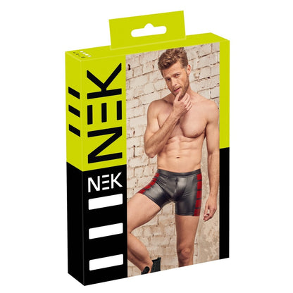 NEK Black and Red Matte Look Pants with Padded Zip Fastening