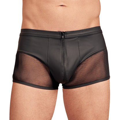 NEK Black Matte Look Stretch Pants with Zip Opening