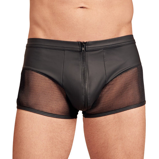 NEK Black Matte Look Stretch Pants with Zip Opening
