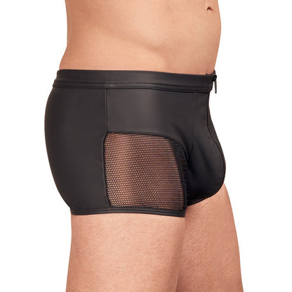 NEK Black Matte Look Stretch Pants with Zip Opening