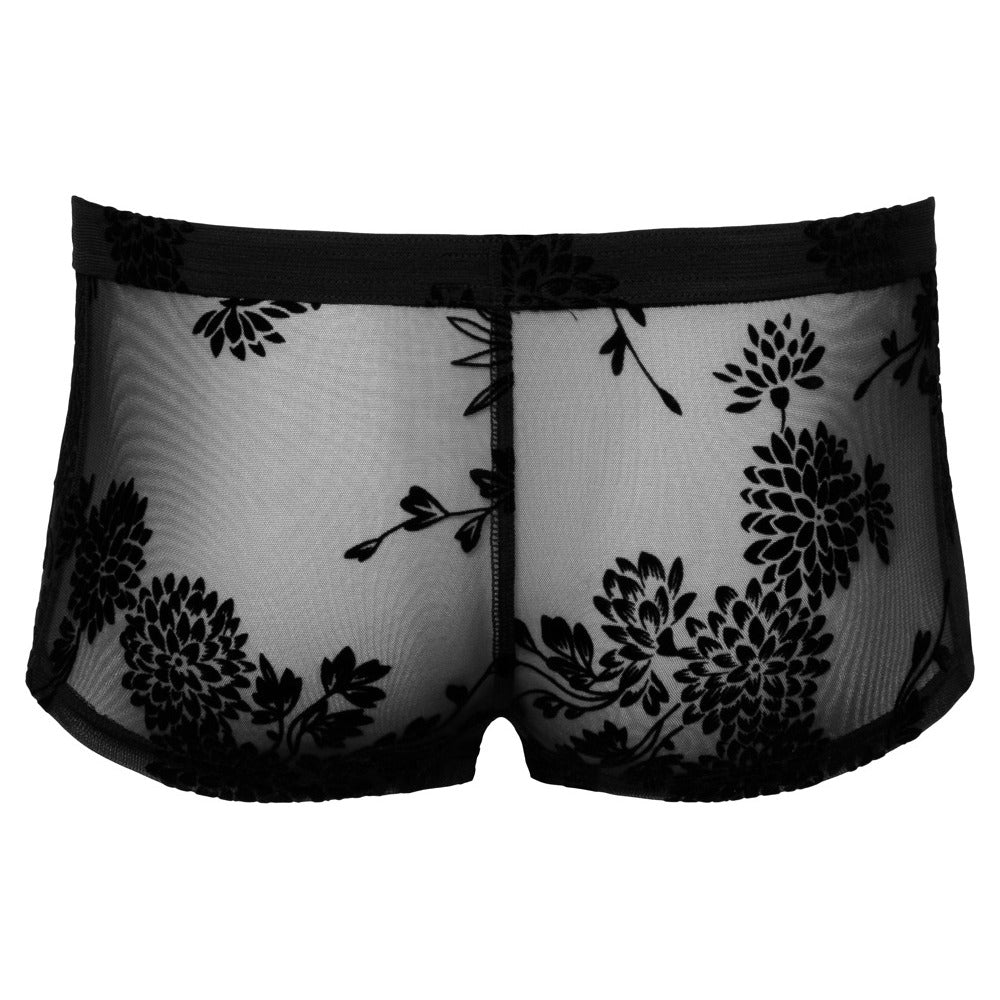 Elegant Noir Black Floral Lace Sheer Pants