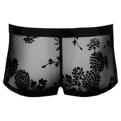 Elegant Noir Black Floral Lace Sheer Pants