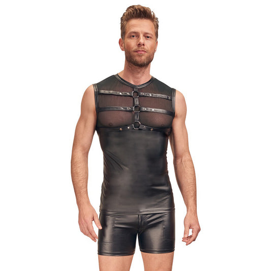 NEK Black Matte Look Shirt with Sewn-in Chest Harness