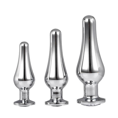 Elegant Gems Silver Butt Plug Set with Tapered Design