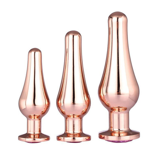 Elegant Indulgence Rose Gold Butt Plug Set with Gemstone