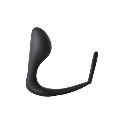 Fantasstic Black Silicone Anal Plug with Adjustable Cockring