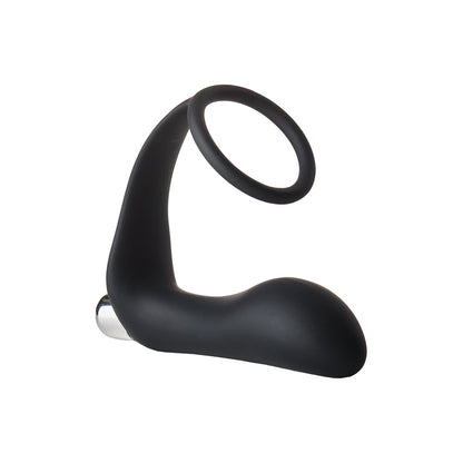 Fantasstic Black Silicone Vibrating Anal Plug with Cockring