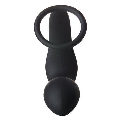 Fantasstic Black Silicone Vibrating Anal Plug with Cockring