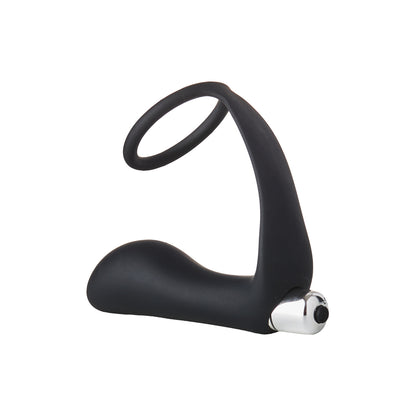Fantasstic Black Silicone Vibrating Anal Plug with Cockring