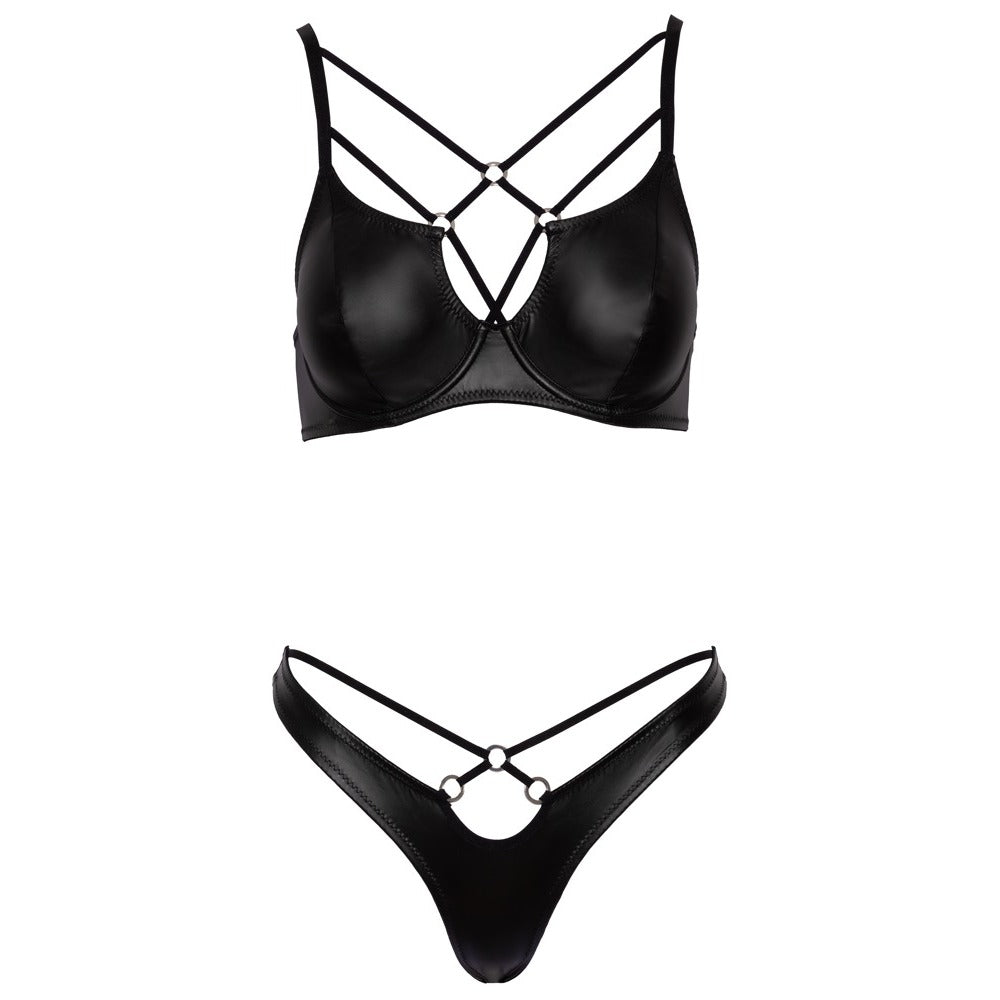 Cottelli Black Matte Bra Set with Adjustable Straps