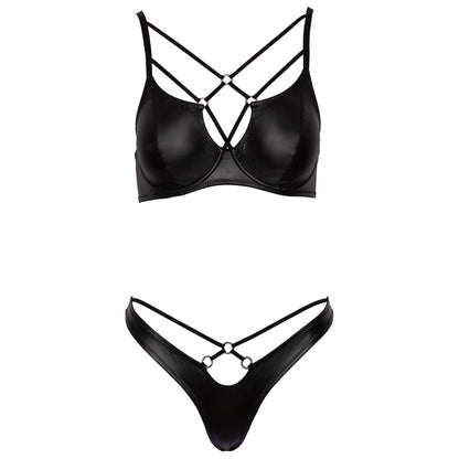 Cottelli Black Matte Bra Set with Adjustable Straps