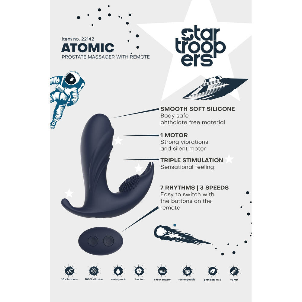 Startroopers Black Atomic Prostate Massager with Remote Control