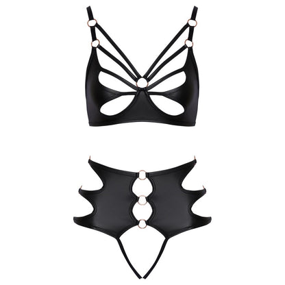 Cottelli LINGERIE Black Crotchless Bondage Bra Set