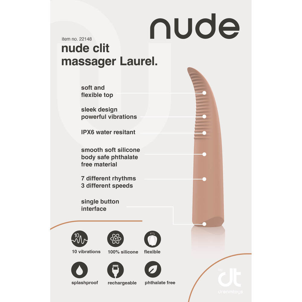 Nude Laurel Pink Mini Travel Massager with 10 Patterns