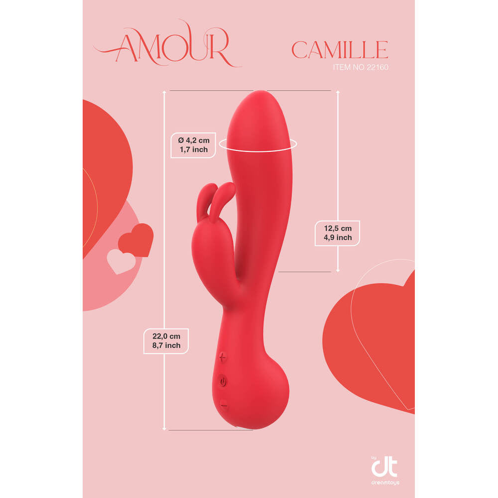 Dream Toys Amour Camille Rechargeable Rabbit Vibrator Sizes