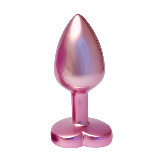 Gleaming Love Pink Pearlescent Heart Gem Small Butt Plug