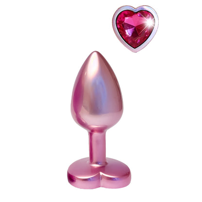 Gleaming Love Pink Pearlescent Heart Gem Small Butt Plug