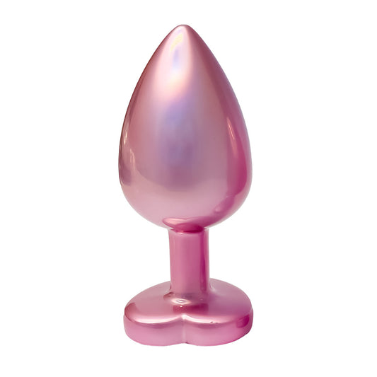 Gleaming Love Pink Large Anal Plug with Heart Gemstone