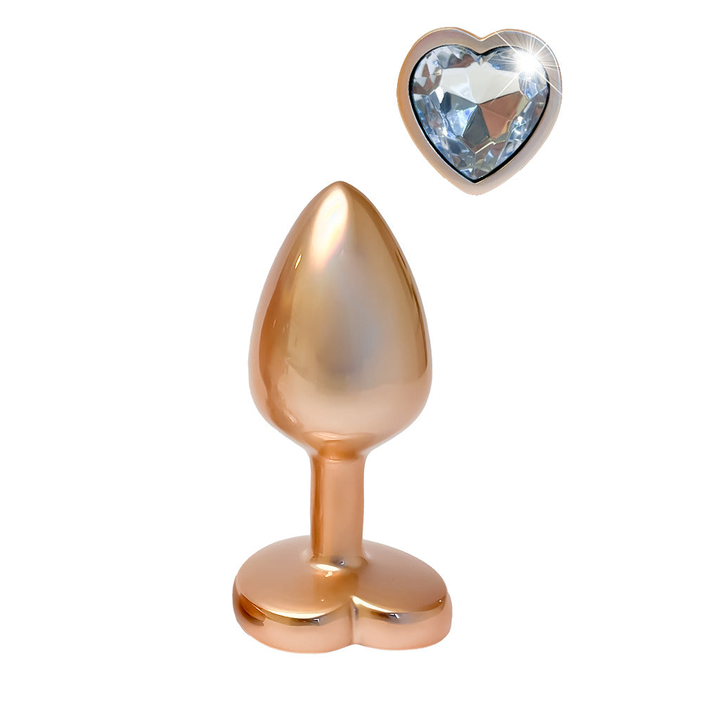 Gleaming Love Gold Heart Gem Small Pearl Butt Plug