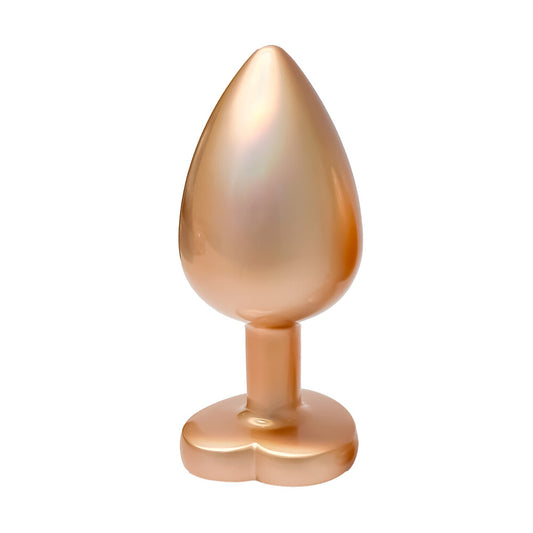 Gleaming Love Gold Pearl Large Butt Plug with Heart Gemstone