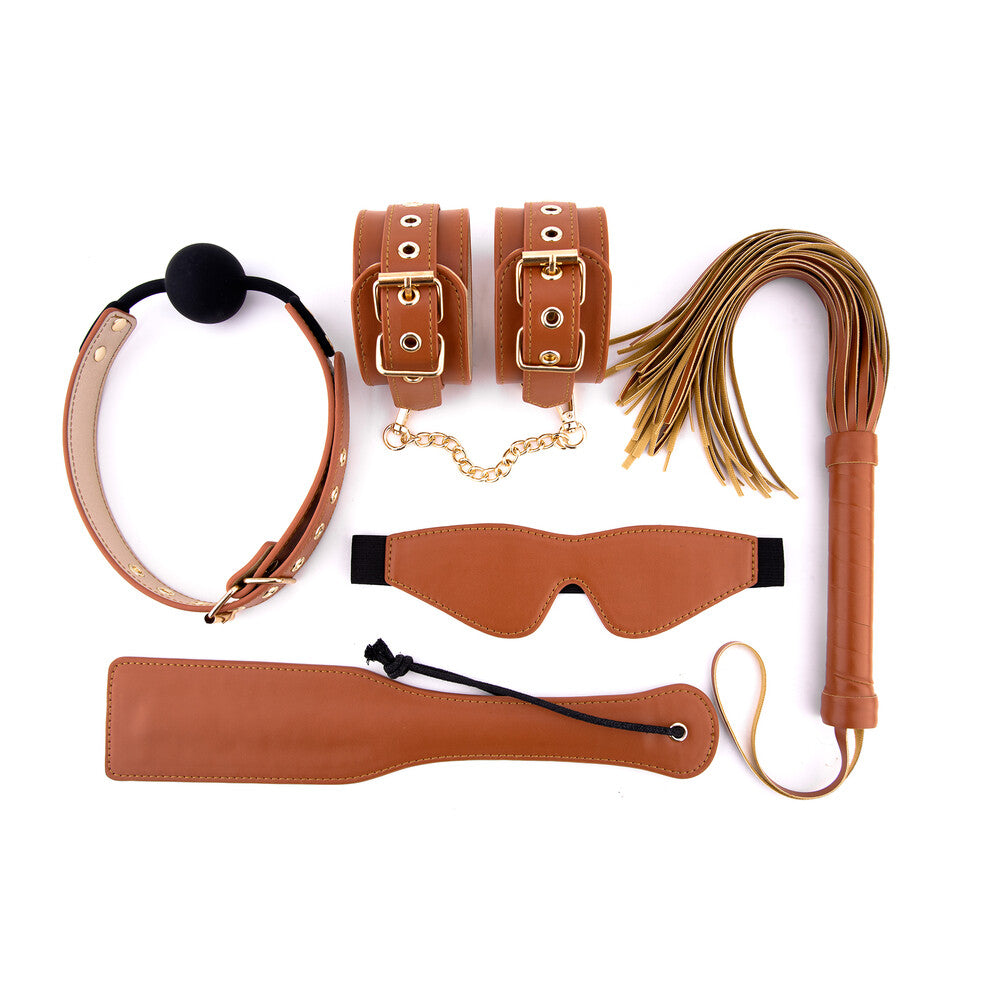Dream Toys Cognac Elite BDSM Vegan Leather Set

