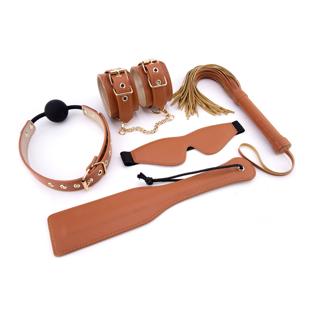 Dream Toys Cognac Elite BDSM Vegan Leather Set


