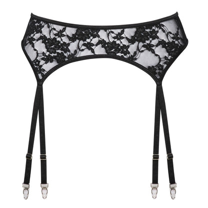 Corsetti Black Floral Lace Suspender Belt with Adjustable Straps