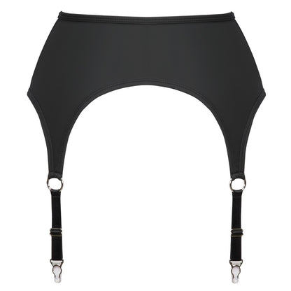 Cottelli Black Matte Zip Suspender Belt with Silver Accents