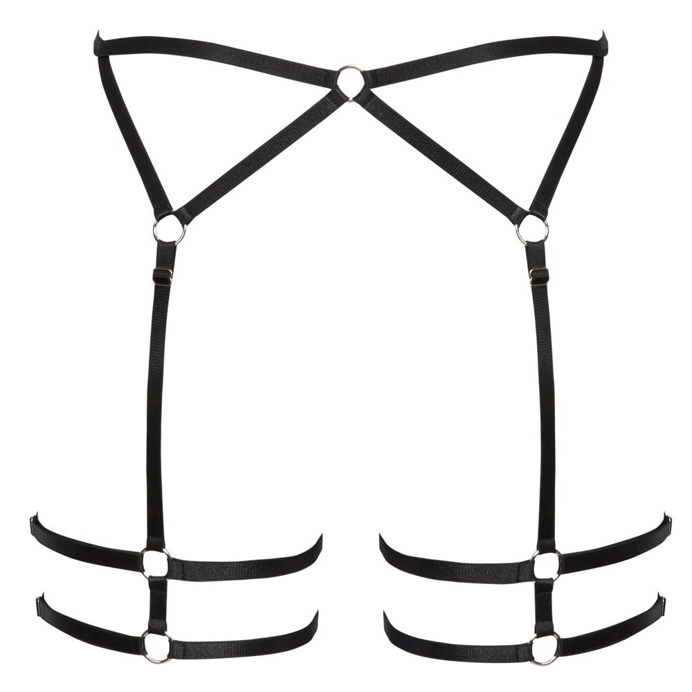 Cottelli Black Strappy Suspender Belt with Adjustable Fit