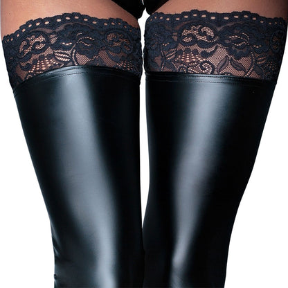 Noir Handmade Black Footless Lace-Top Stockings