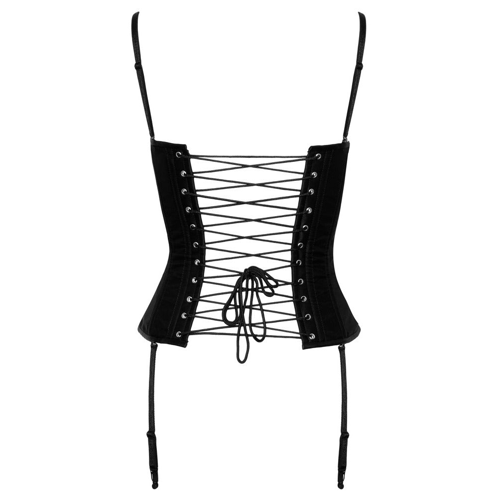 Cottelli Black Satin Party Corset with Adjustable Straps