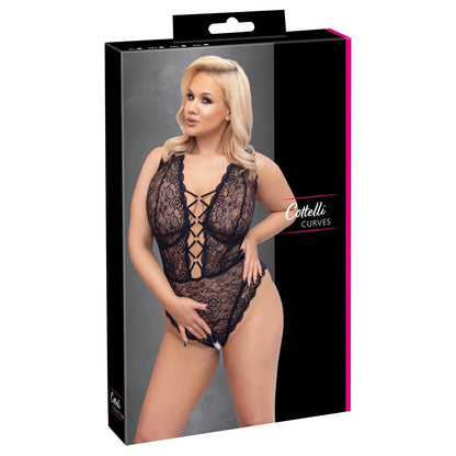 Cottelli Curve Rose-Gold Lace Crotchless Body