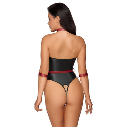 Cottelli Black and Red Strapless Crotchless Bodysuit